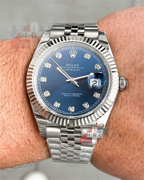 womens rolex blue face with diamonds|rolex datejust 41 diamond numbers.